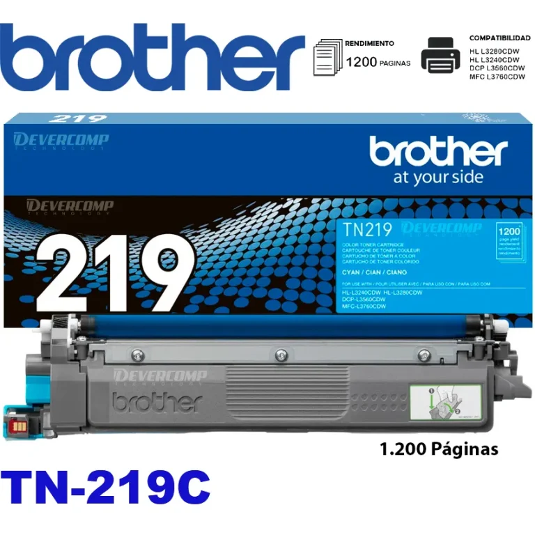 Tóner Brother TN-219C cian estándar 1200 páginas original HL-L3280CDW DCP-L3560CDW MFC-L3760CDW