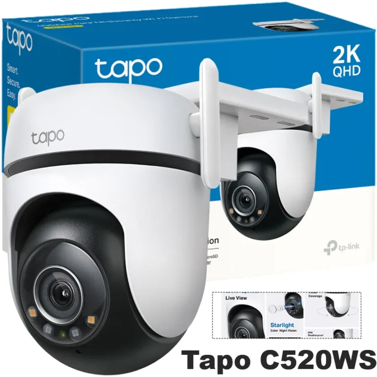 Cámara seguridad exterior TP-Link Tapo C520WS Pan/Tilt 2K QHD IP66 Wi-Fi Ethernet blanca
