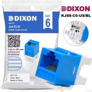 Jack RJ45 Cat6 Dixon KJ88-C6-US/BL azul keystone SLIM poncheo 180° U/UTP