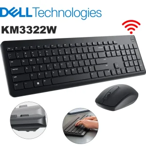 Kit teclado mouse inalámbrico Dell KM3322W negro RF 2.4GHz teclado completo mouse óptico