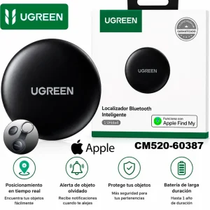 Localizador Bluetooth UGREEN CM520 negro certificado Apple Find My BT 5.2 IP67 12 meses