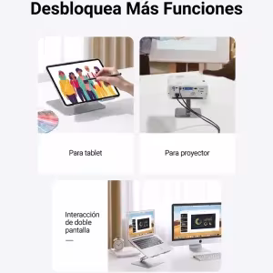 Sistema doble eje ajuste ángulo altura soporte UGREEN LP339 hasta 180° hasta 201mm