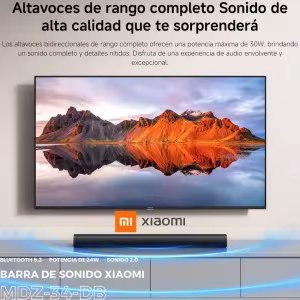 Soundbar Xiaomi 2.0ch MDZ-34-DB negra malla metálica 30W Bluetooth 5.3 SPDIF AUX