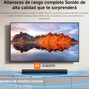Soundbar Xiaomi 2.0ch MDZ-34-DB negra malla metálica 30W Bluetooth 5.3 SPDIF AUX