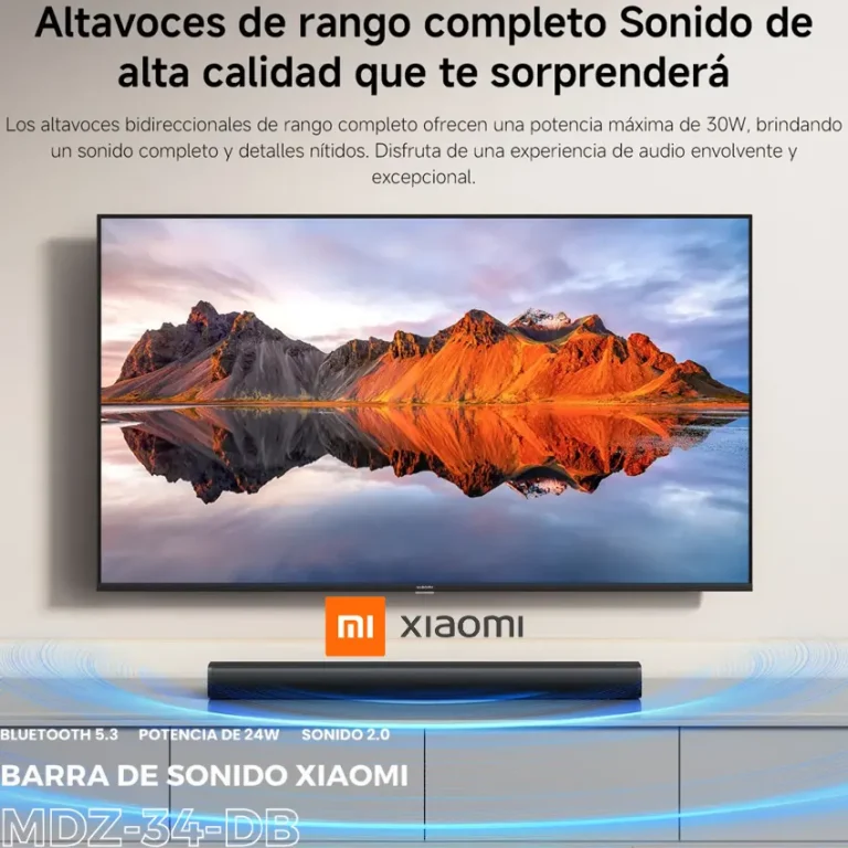 Soundbar Xiaomi 2.0ch MDZ-34-DB negra malla metálica 30W Bluetooth 5.3 SPDIF AUX