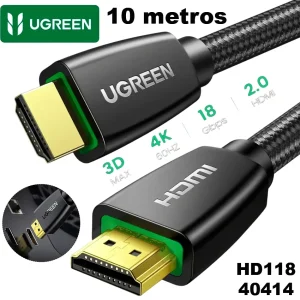 Cable-HDMI-UGREEN-HD118-40414-10-metros-trenzado-nylon-4K@60Hz-HDMI-24AWG