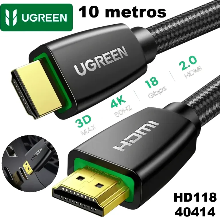 Cable-HDMI-UGREEN-HD118-40414-10-metros-trenzado-nylon-4K@60Hz-HDMI-24AWG
