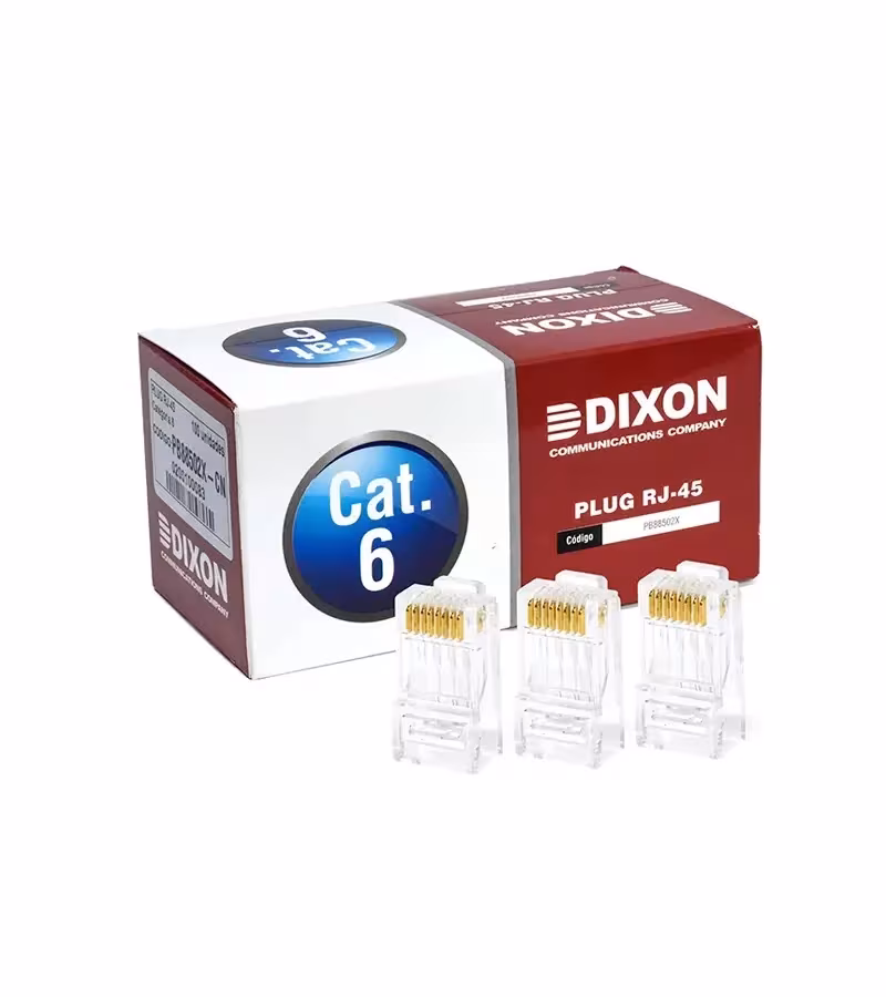 Conector-RJ45-Cat6-Pack-100pz-Dixon-PB88502X-CN___01 Conector RJ45 Dixon PB88502X-CN Cat6 pack 100 - Imagen 1