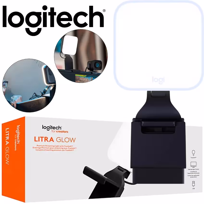 Luz streaming Logitech Litra Glow grafito TrueSoft 250lm CRI93 2700-6500K soporte monitor