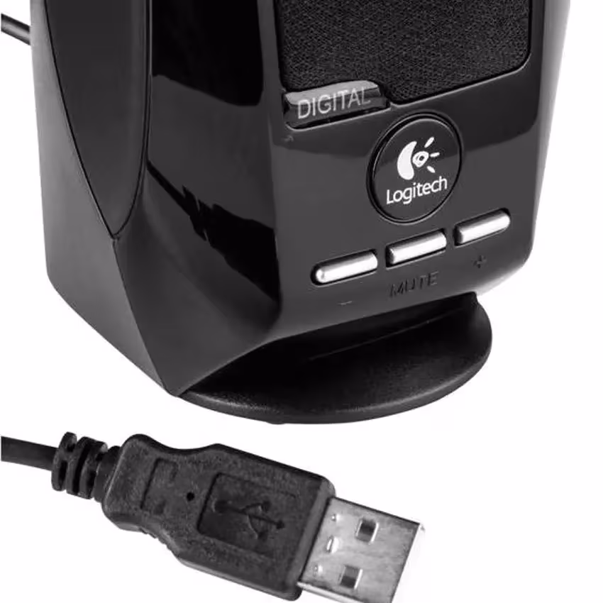 Parlantes estéreo USB Logitech S150 negras 2.0 1.2W PC laptop escritorio compactas