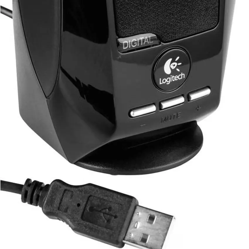 Parlantes estéreo USB Logitech S150 negras 2.0 1.2W PC laptop escritorio compactas