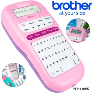 Rotuladora portátil Brother PT-H110PK rosa teclado QWERTY cintas TZe 12mm P-touch