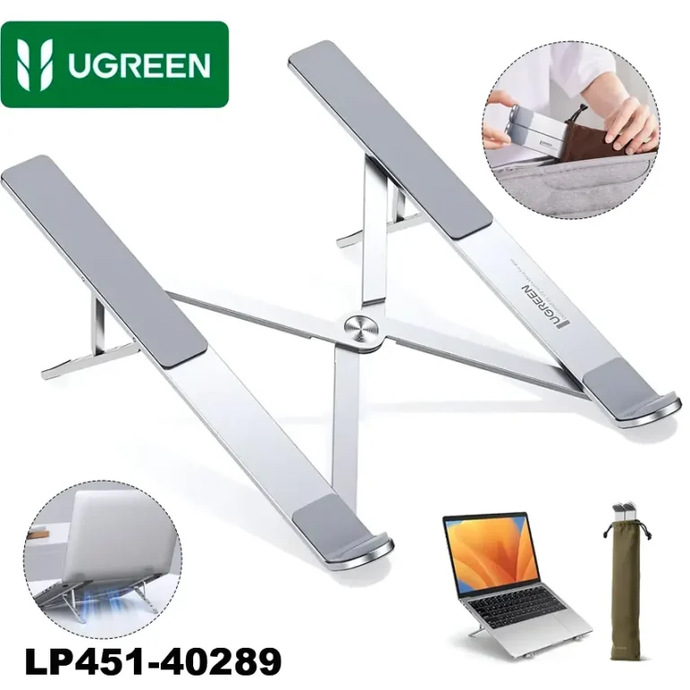 Soporte laptop UGREEN LP451 40289 plata aluminio plegable 5 alturas 235g 17.3 pulgadas