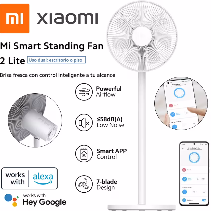 Ventilador Inteligente Xiaomi Mi Smart Standing Fan 2 Lite — WiFi — App Mi Home al mejor precio en Lima con envíos a todo el Perú